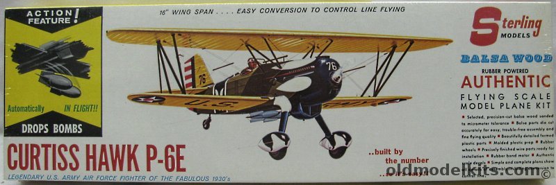 Sterling Curtiss P-6E Hawk - 16 inch Wingspan Flying Model Aircraft that Drops Bombs in Flight, A10 plastic model kit